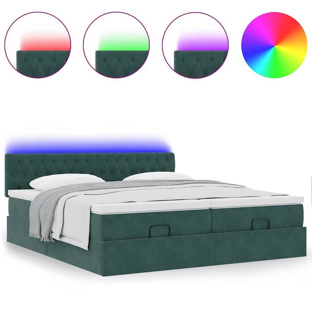 vidaXL Bett Ottoman-Bett mit Matratzen & LEDs Dunkelgrün 160x200 cm Samt günstig online kaufen