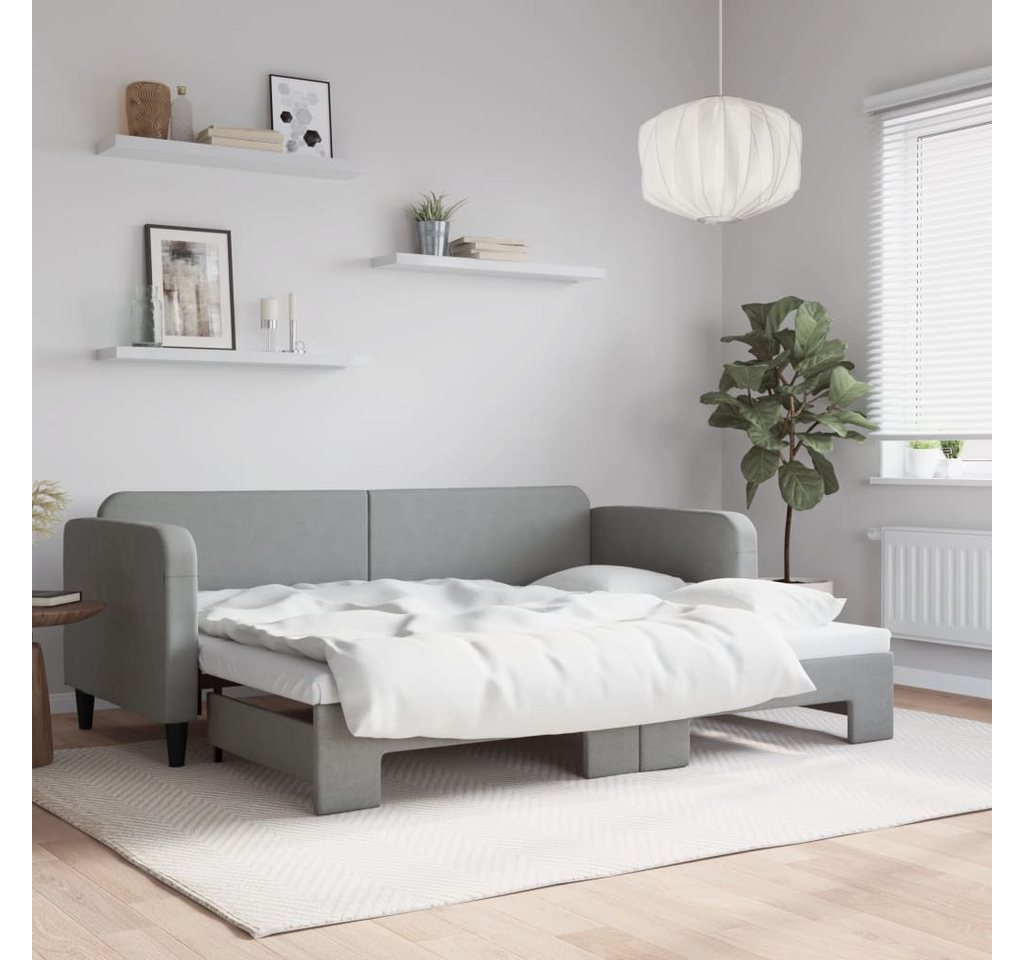 vidaXL Gästebett Gästebett Tagesbett Ausziehbar Hellgrau 80x200 cm Stoff Be günstig online kaufen