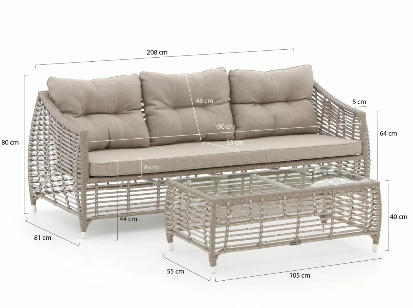 Manifesto Ortello Gartensofa 208 cm inkl. Loungetisch günstig online kaufen