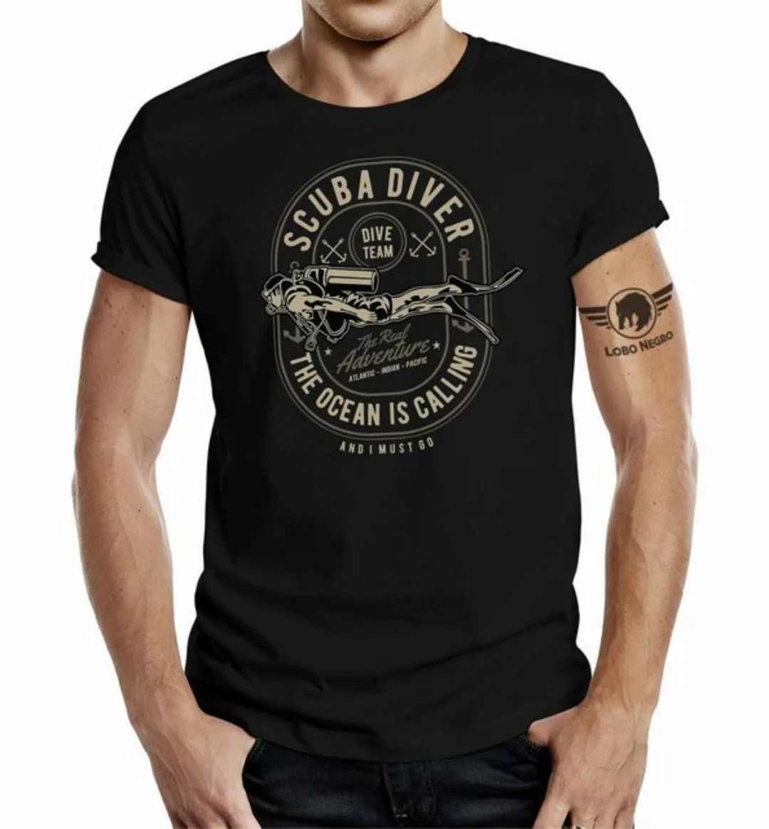 LOBO NEGRO® T-Shirt für den aktiven Taucher: Scuba Diver, The Ocean is Call günstig online kaufen