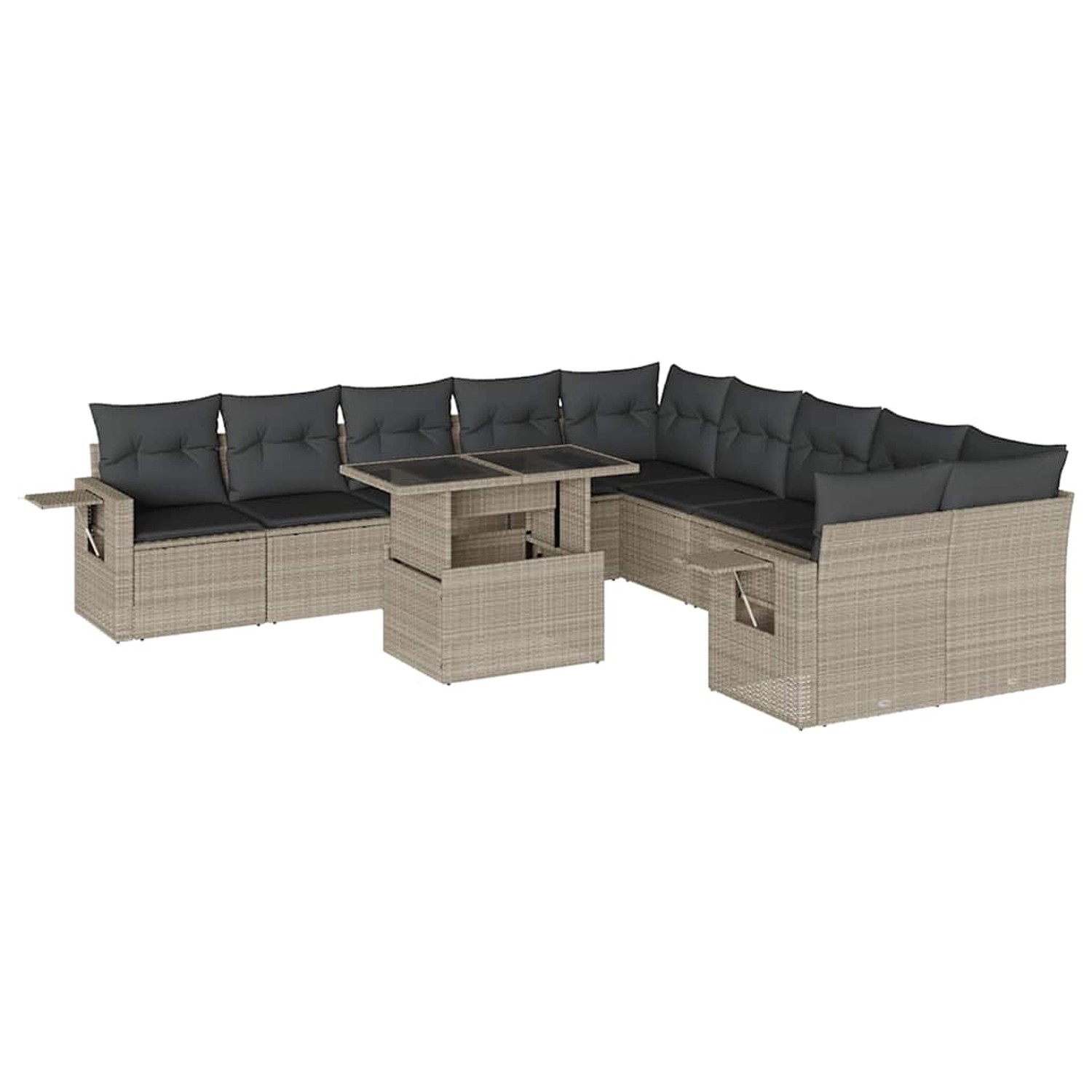 vidaXL 11-Tlg Garten-Sofagarnitur mit Kissen Hellgrau Poly Rattan 3268172 günstig online kaufen