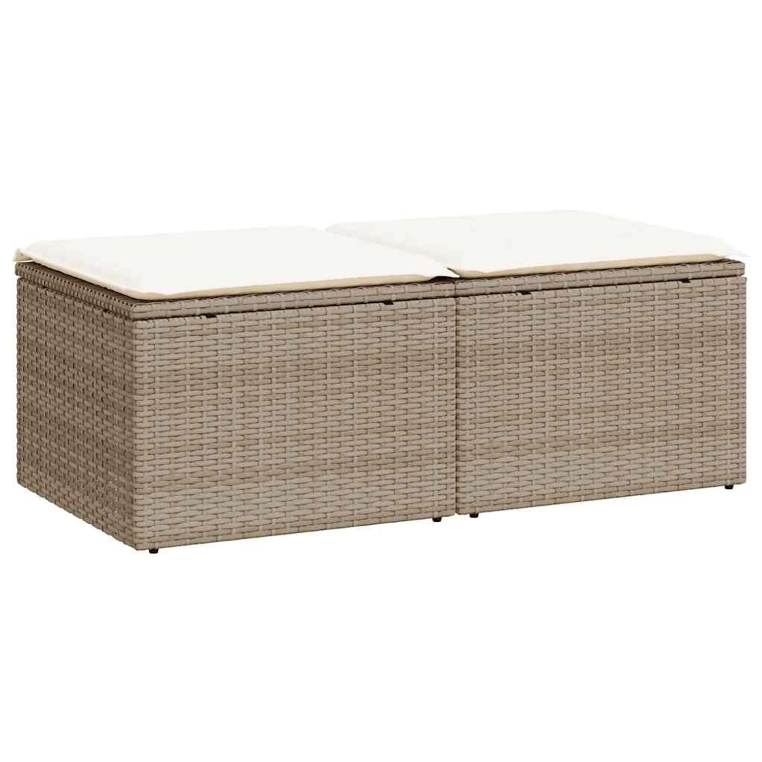 vidaXL 2-Tlg Garten-Sofagarnitur mit Kissen Beige Poly Rattan Akazie 332868 günstig online kaufen