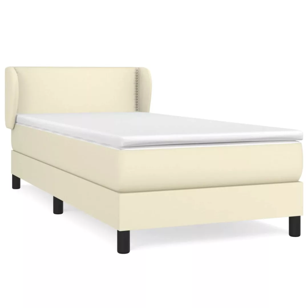 Vidaxl Boxspringbett Mit Matratze Creme 100x200 Cm Kunstleder günstig online kaufen