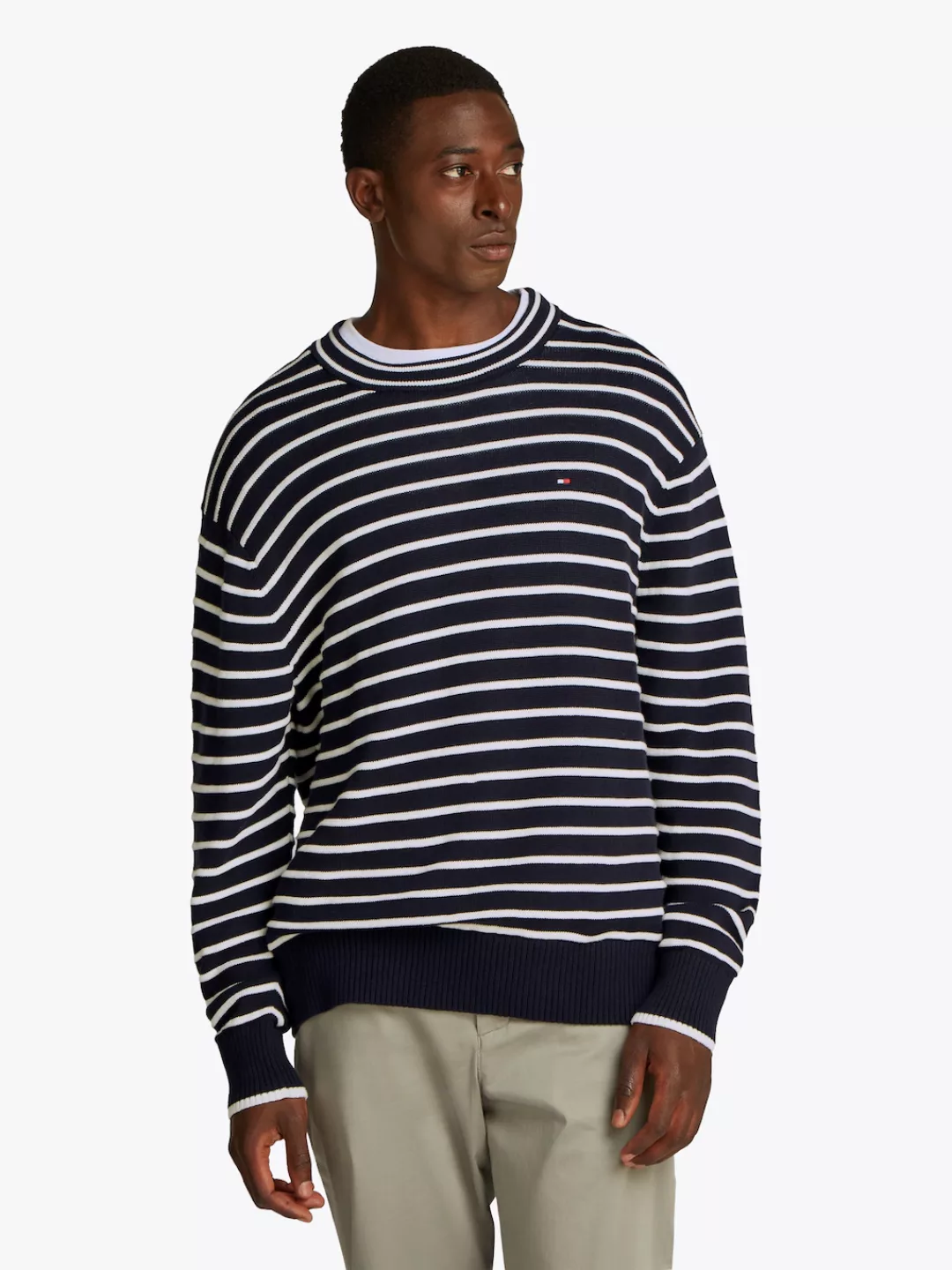 Tommy Hilfiger Strickpullover "BRETON STRUCTURE CREW NECK", Mit Rundhalsaus günstig online kaufen