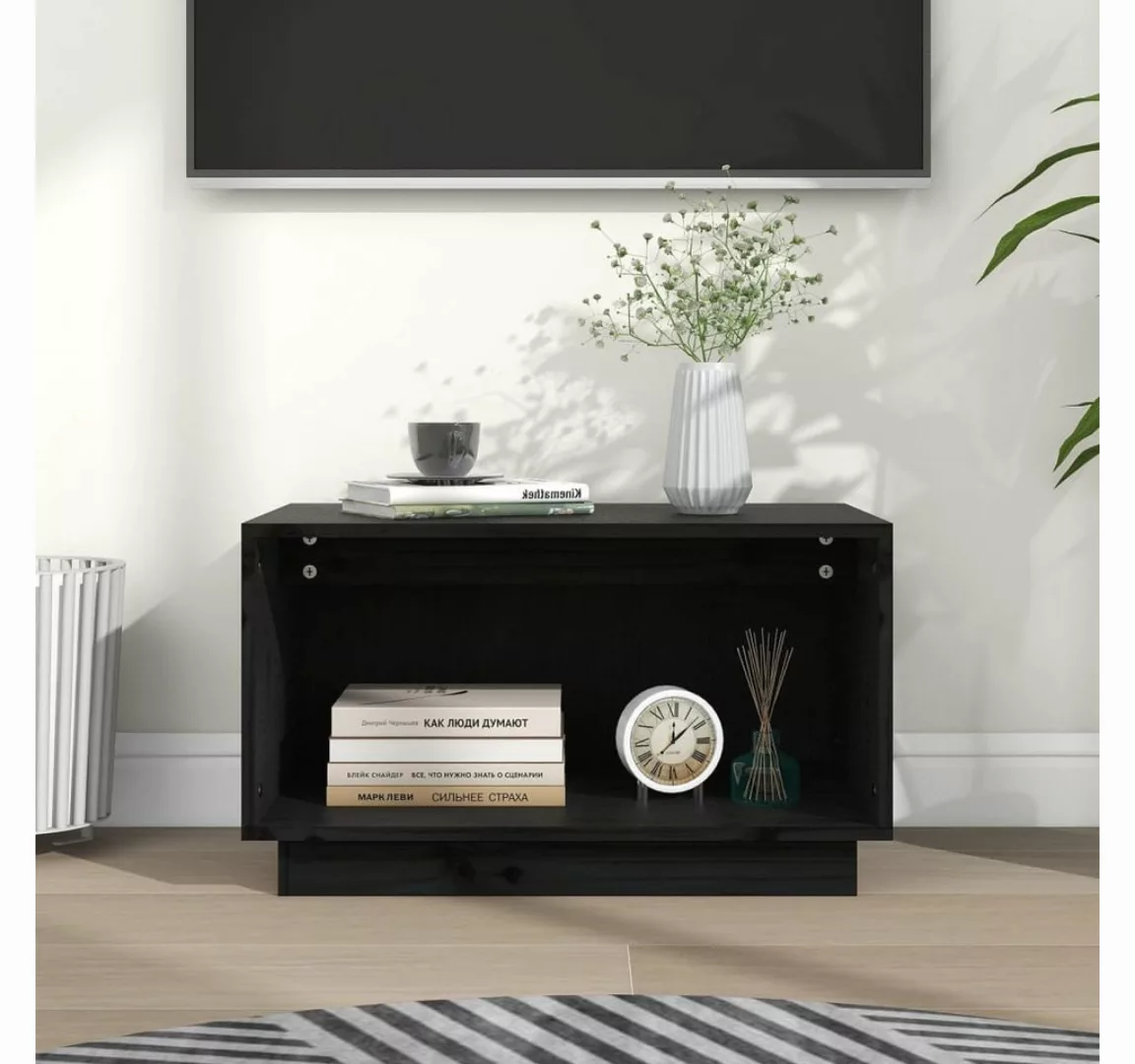 vidaXL TV-Schrank TV-Schrank Schwarz 60x35x35 cm Massivholz Kiefer Lowboard günstig online kaufen