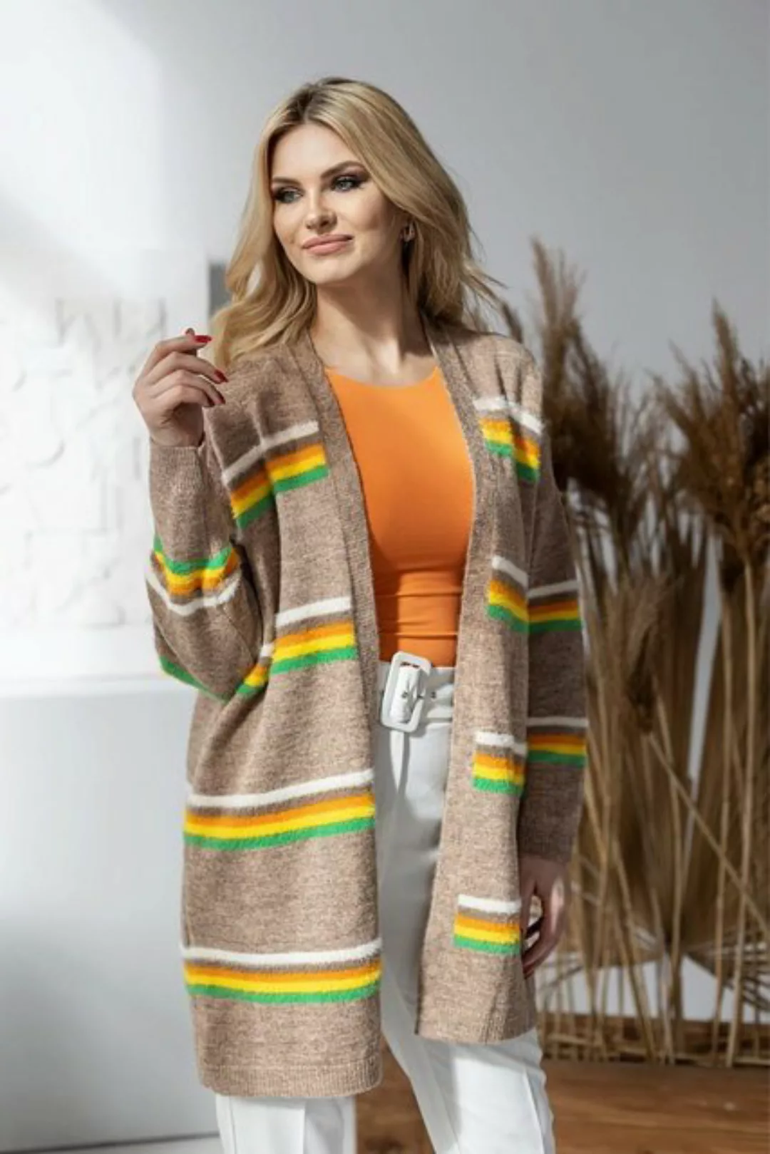 PeeKaBoo Cardigan Strickjacke gestreift lang günstig online kaufen