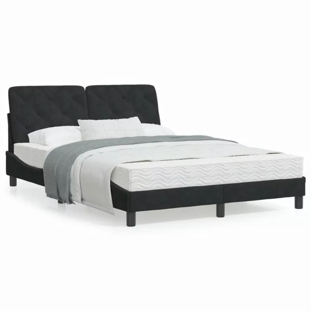 vidaXL Bett Bett mit Matratze Schwarz 140x200 cm Samt günstig online kaufen