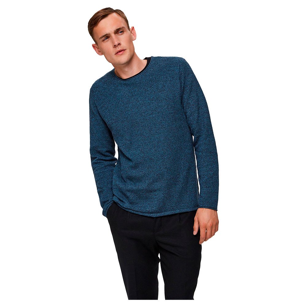 Selected Rocky Rundhalsausschnitt Sweater S Dark Sapphire / Detail Twisted günstig online kaufen