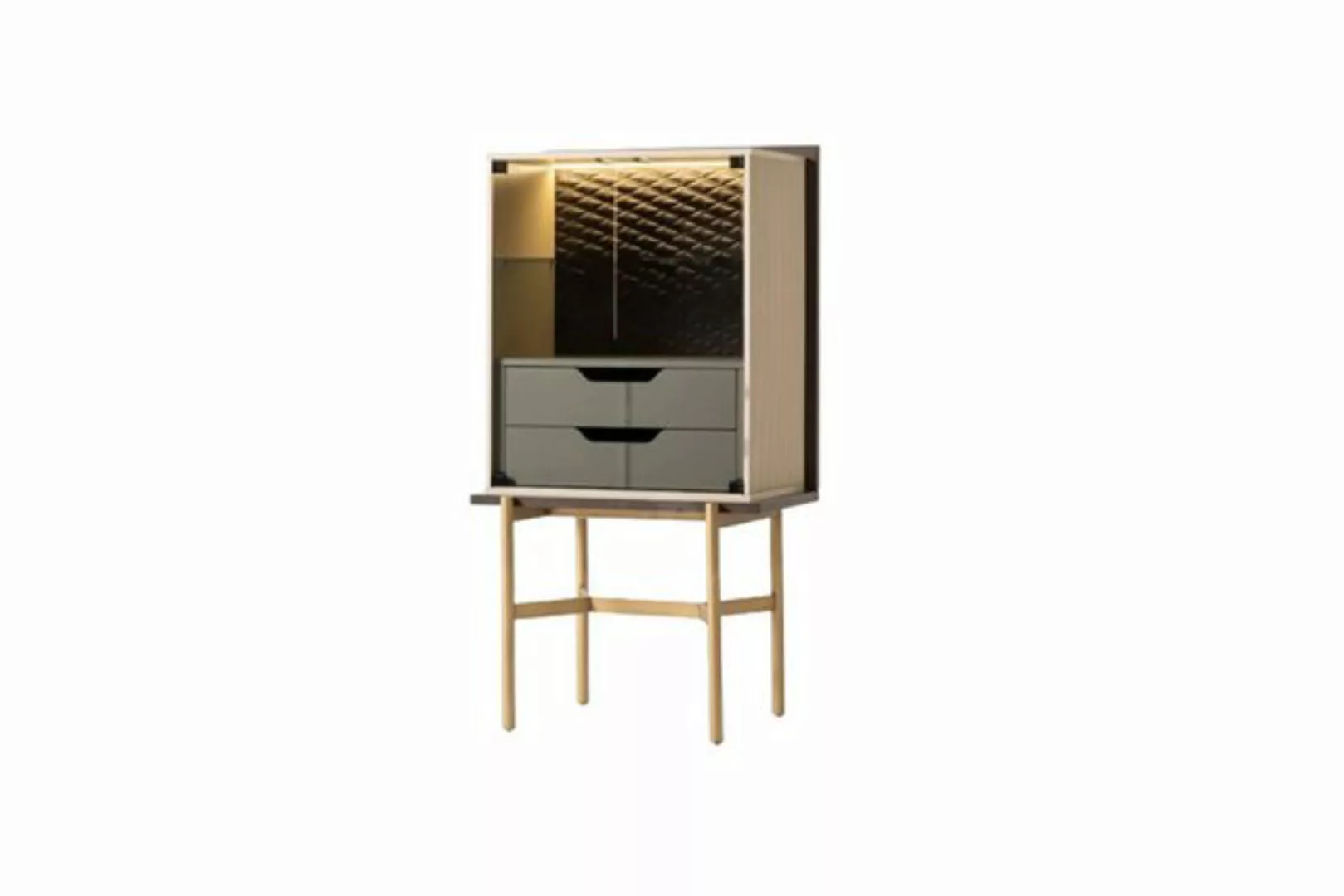 Xlmoebel Vitrine Eleganter Luxus Barschrank aus Holz in modernem Beige (1-S günstig online kaufen