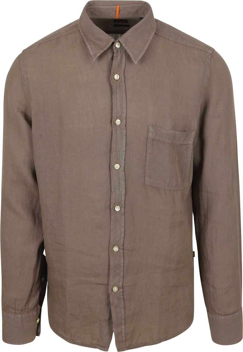 BOSS Relegant Hemd Leinen Taupe - Größe L günstig online kaufen