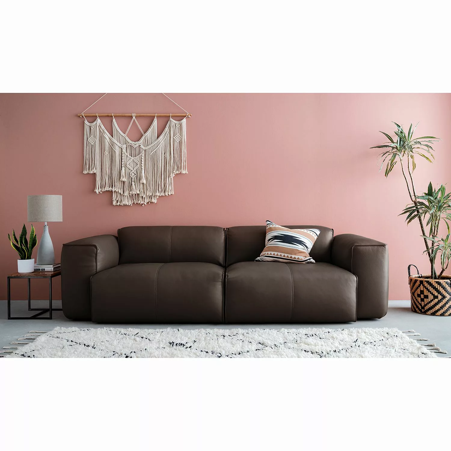 home24 Studio Copenhagen Sofa Hudson II 3-Sitzer Dunkelbraun Echtleder 261x günstig online kaufen