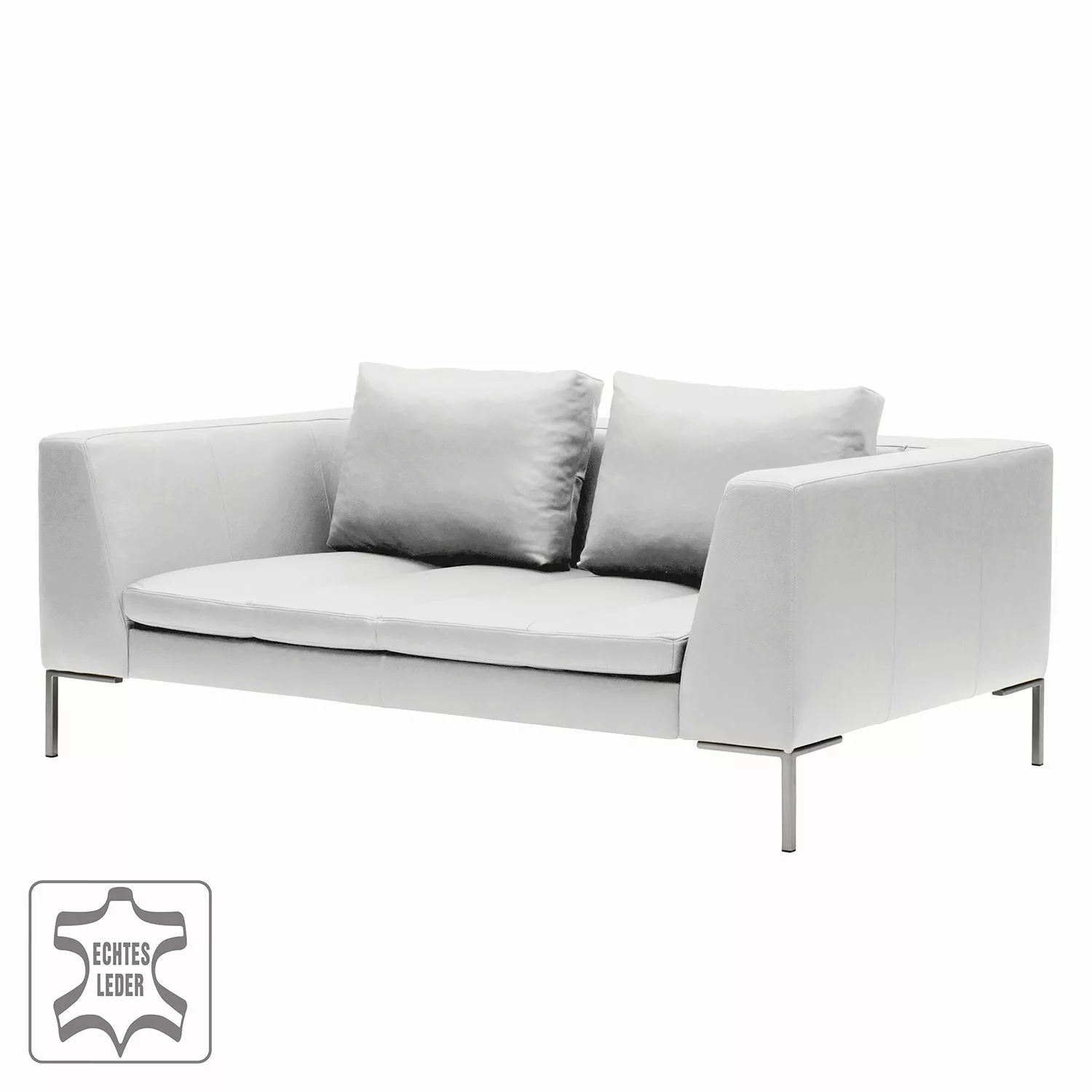 home24 Studio Copenhagen Sofa Madison 2-Sitzer Weiß Echtleder 174x66x105 cm günstig online kaufen