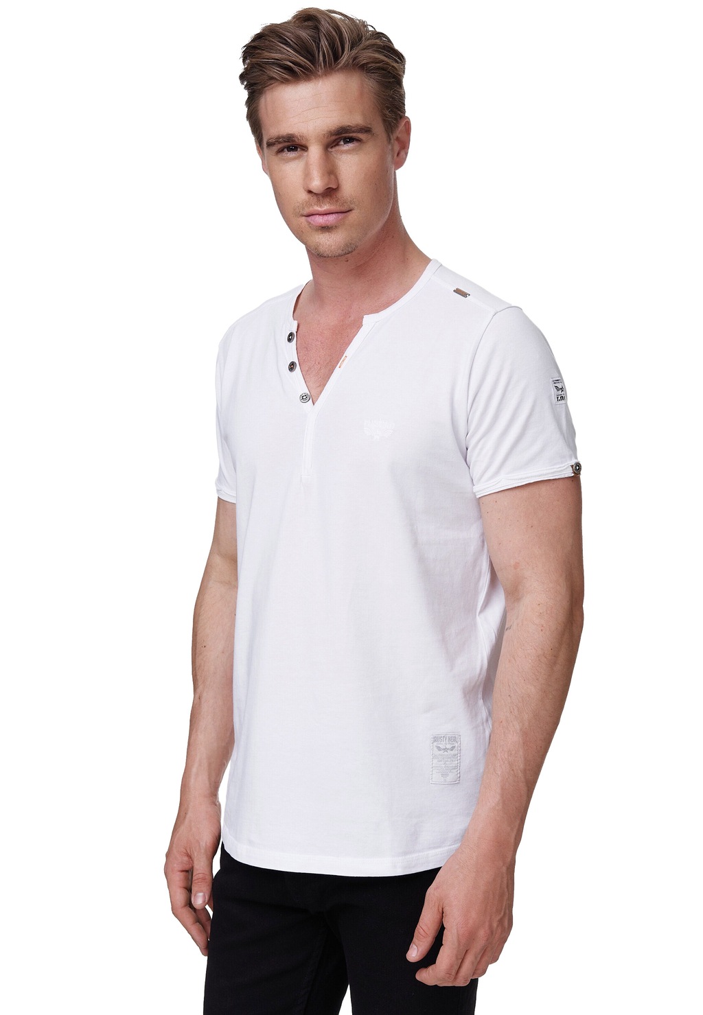Rusty Neal T-Shirt, mit eleganter Knopfleiste günstig online kaufen