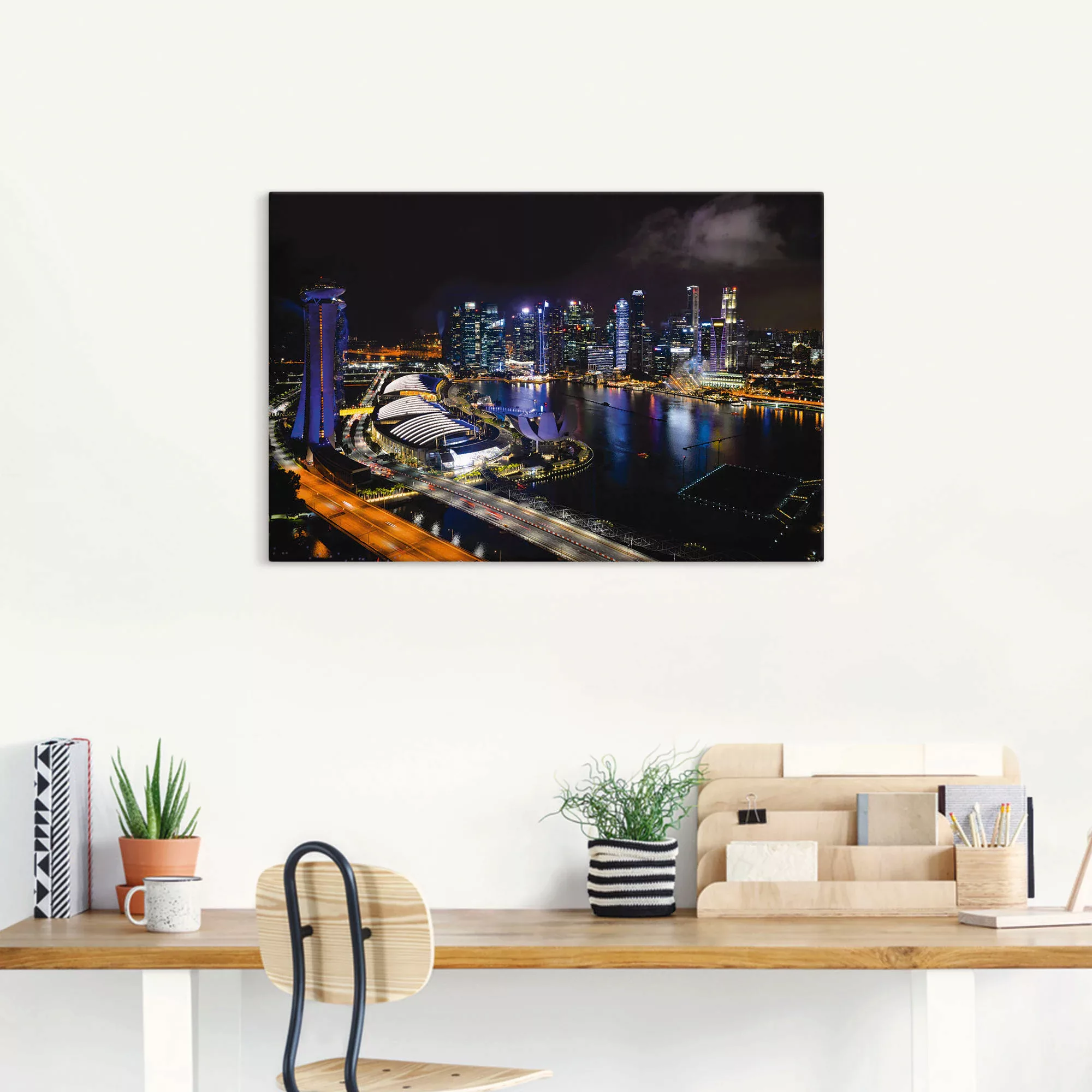 Artland Leinwandbild »Singapur bei Nacht«, Bilder von Asien, (1 St.) günstig online kaufen