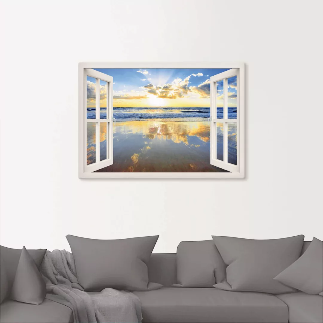 Artland Leinwandbild »Fensterblick Sonnenaufgang Ozean«, Fensterblick, (1 S günstig online kaufen
