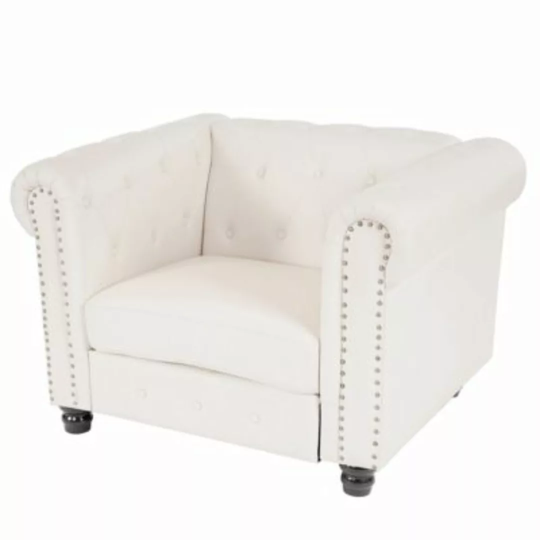 HWC Mendler Luxus Sessel, runde Füße weiß günstig online kaufen