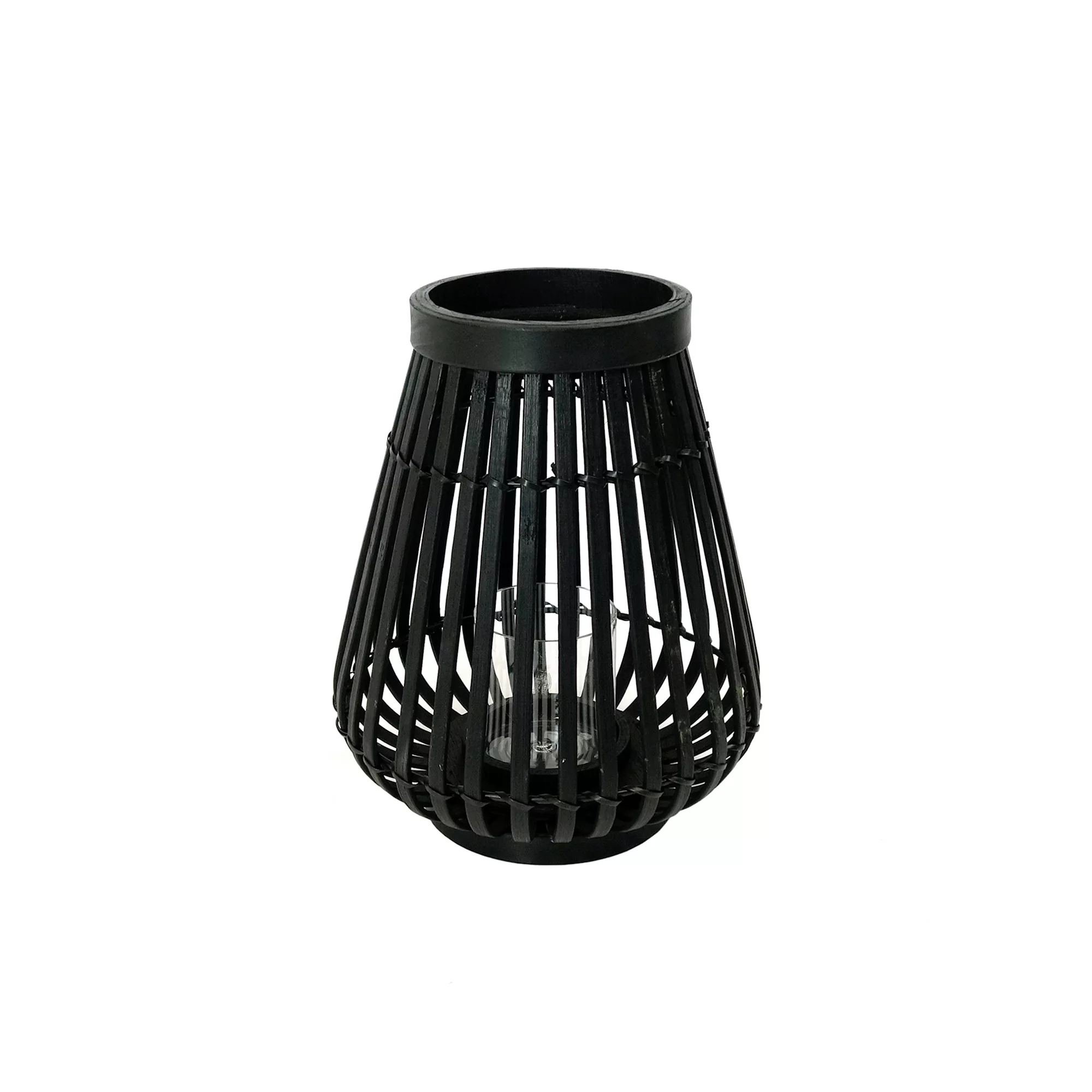 Collection - Bambus Windlicht H 26cm - schwarz/H x Ø 26x21cm/mit Glaseinsat günstig online kaufen