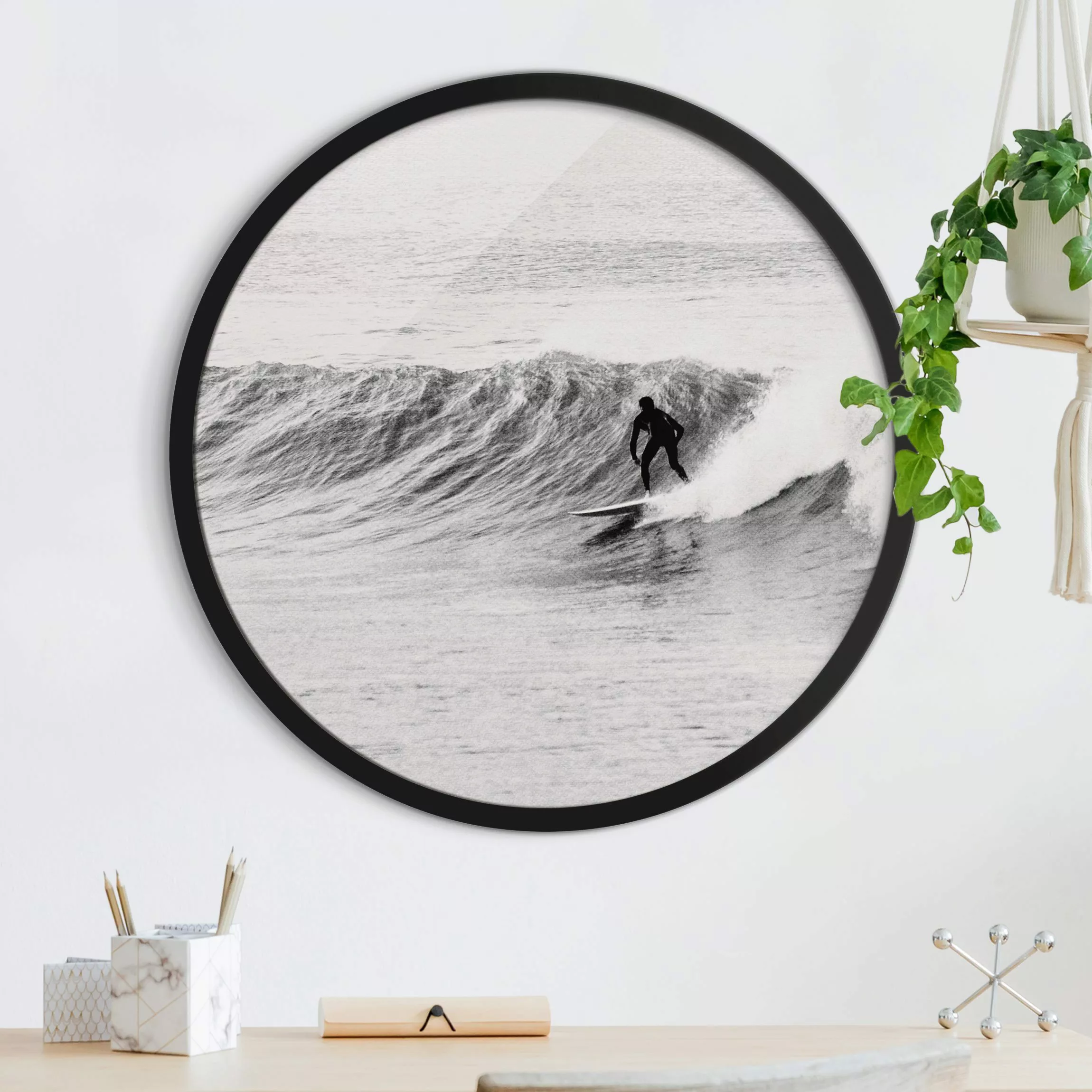 Rundes Gerahmtes Bild Zeit zum Surfen günstig online kaufen