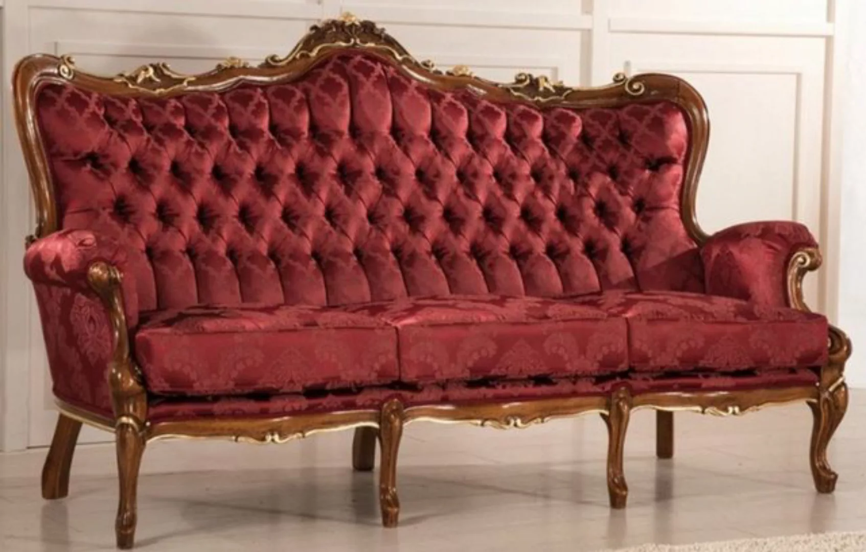 Casa Padrino Sofa Luxus Barock Wohnzimmer Sofa mit elegantem Muster Bordeau günstig online kaufen