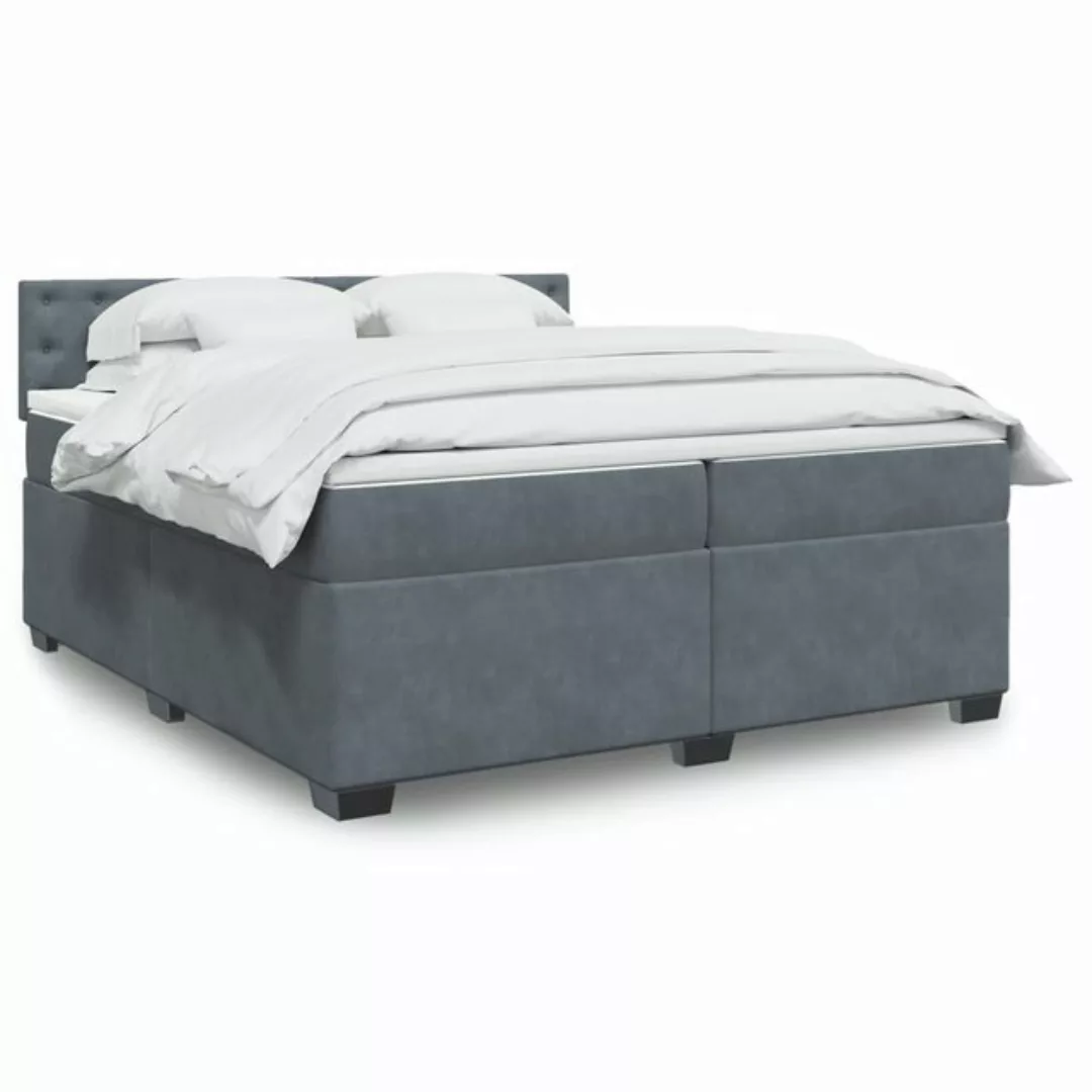 furnicato Bettgestell Boxspringbett mit Matratze Dunkelgrau 200x200 cm Samt günstig online kaufen