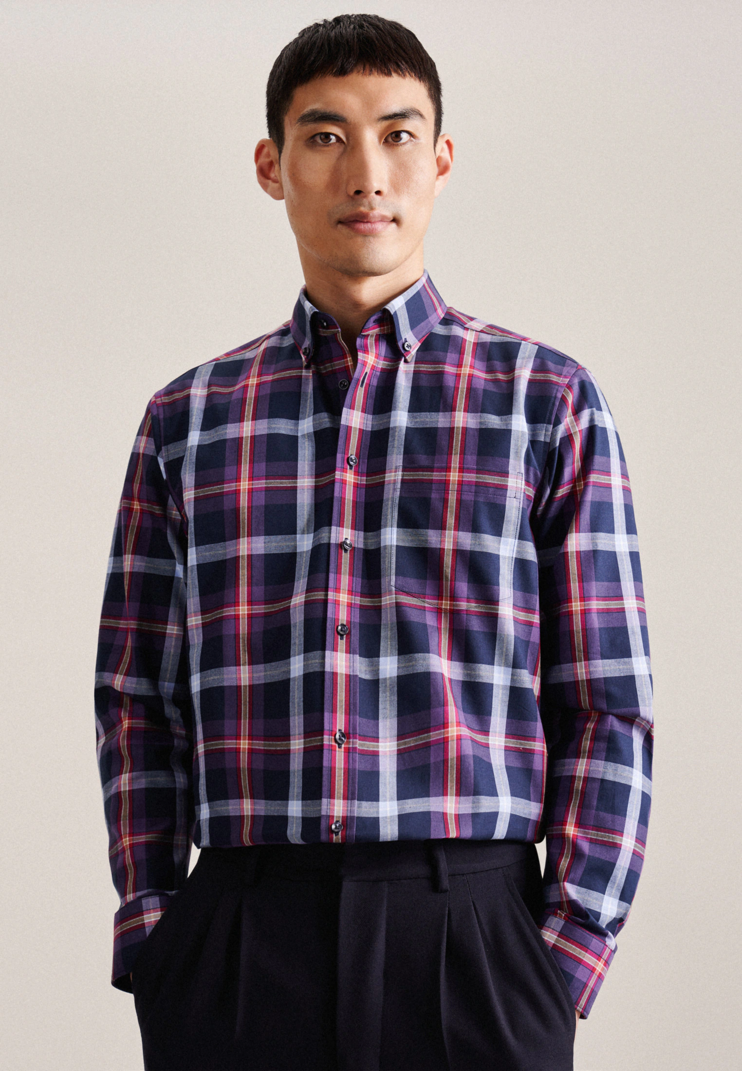 seidensticker Flanellhemd "Regular", Regular Langarm Button-Down-Kragen Kar günstig online kaufen