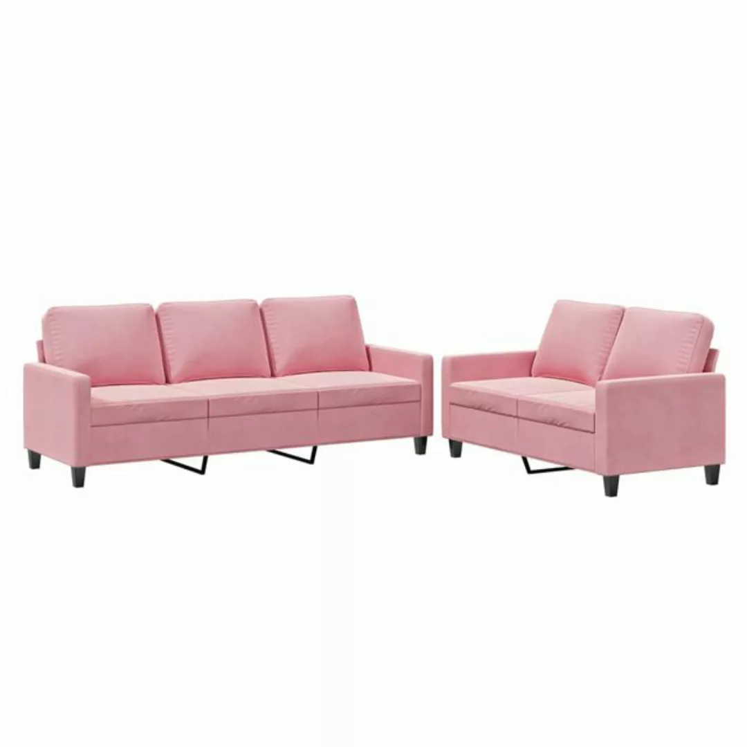 vidaXL Sofa 2-tlg. Sofagarnitur mit Kissen Rosa Samt günstig online kaufen