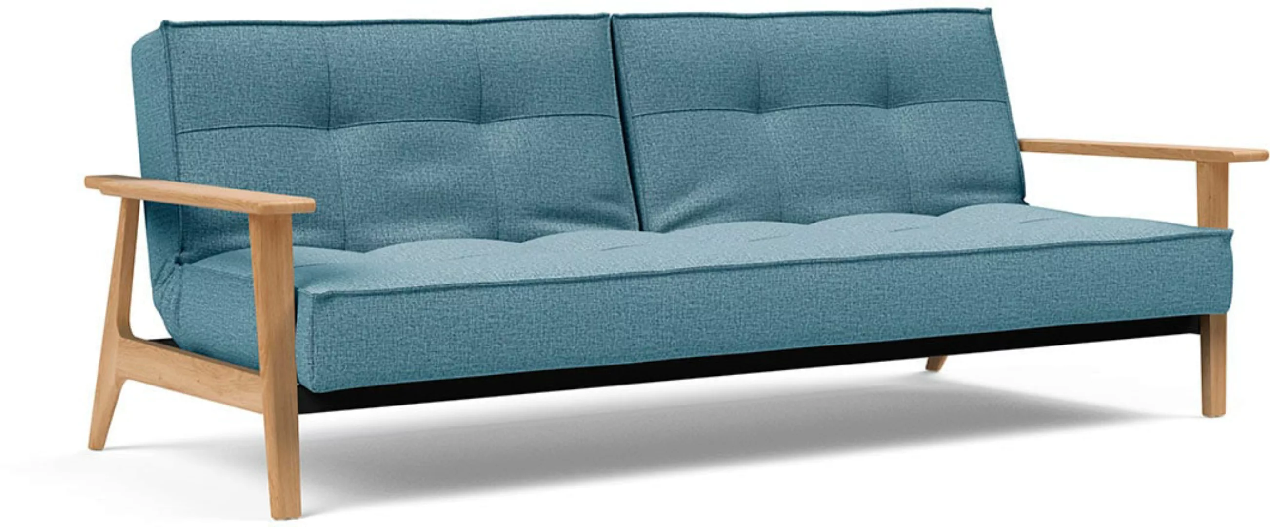 Innovation - Splitback Frej Schlafsofa Eiche 234x90cm - hellblau/Stoff 525 günstig online kaufen