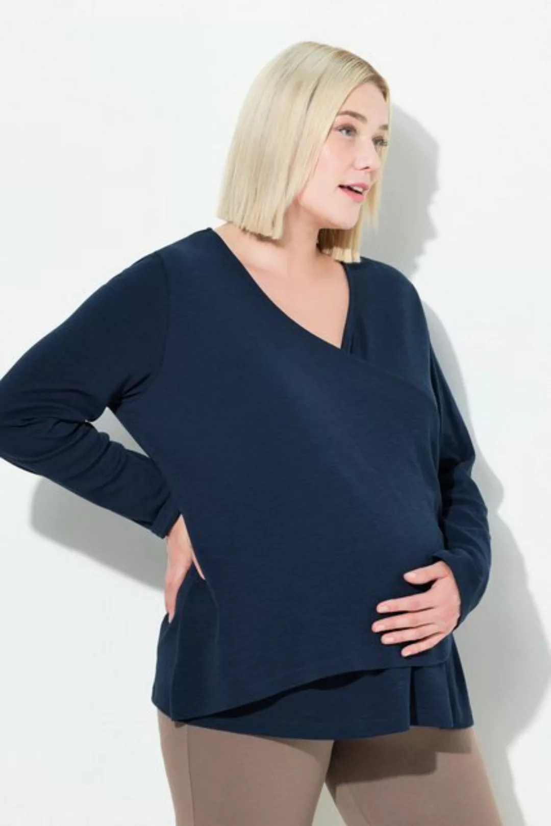 Ulla Popken Rundhalsshirt Bellieva-T-Shirt Maternity Shape Still-Funktion günstig online kaufen