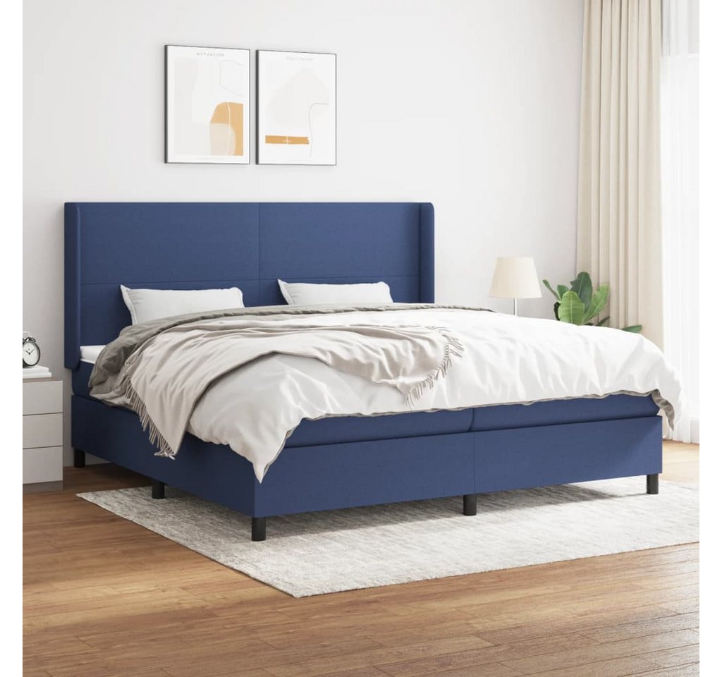 vidaXL Boxspringbett Boxspringbett mit Matratze Blau 200x200 cm Stoff Bett günstig online kaufen