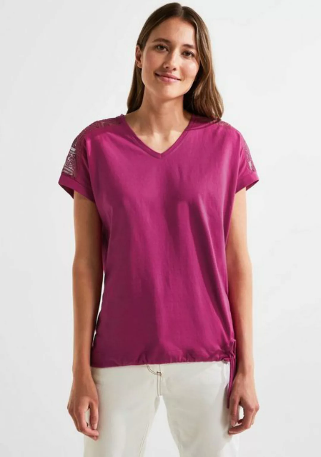 Cecil T-Shirt mit leicht abgerundetem V -Ausschnitt günstig online kaufen