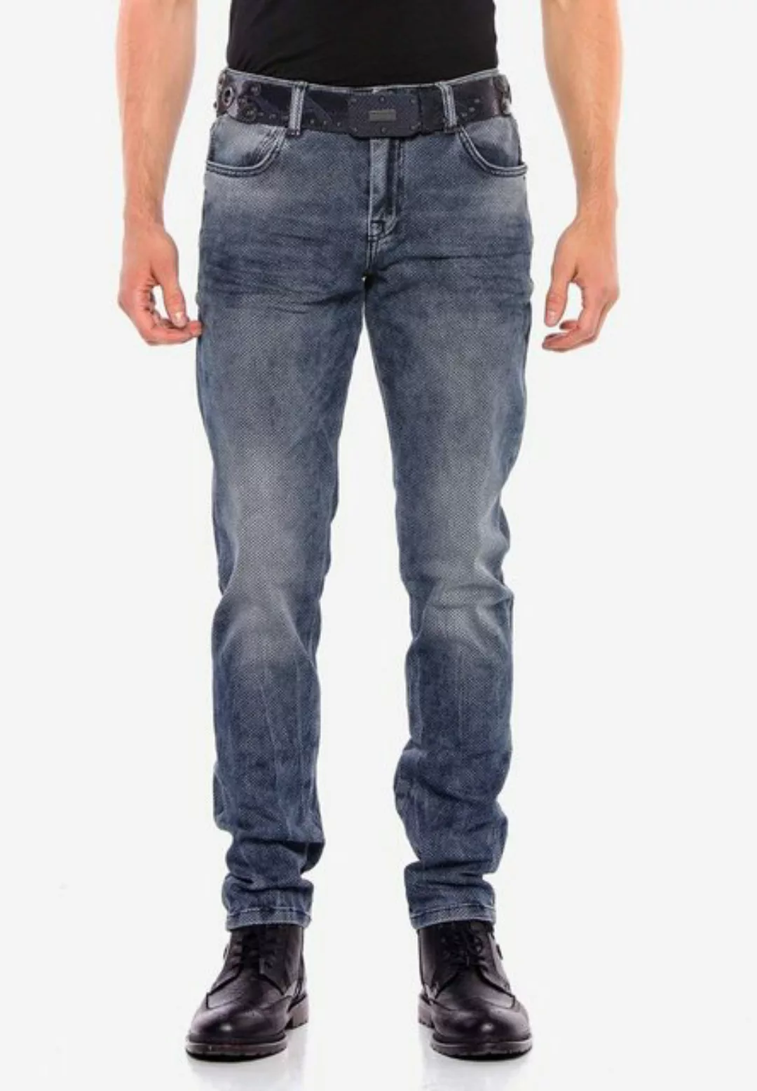 Cipo & Baxx Slim-fit-Jeans (1-tlg) mit Gitter-Musterung in Straight Fİt günstig online kaufen