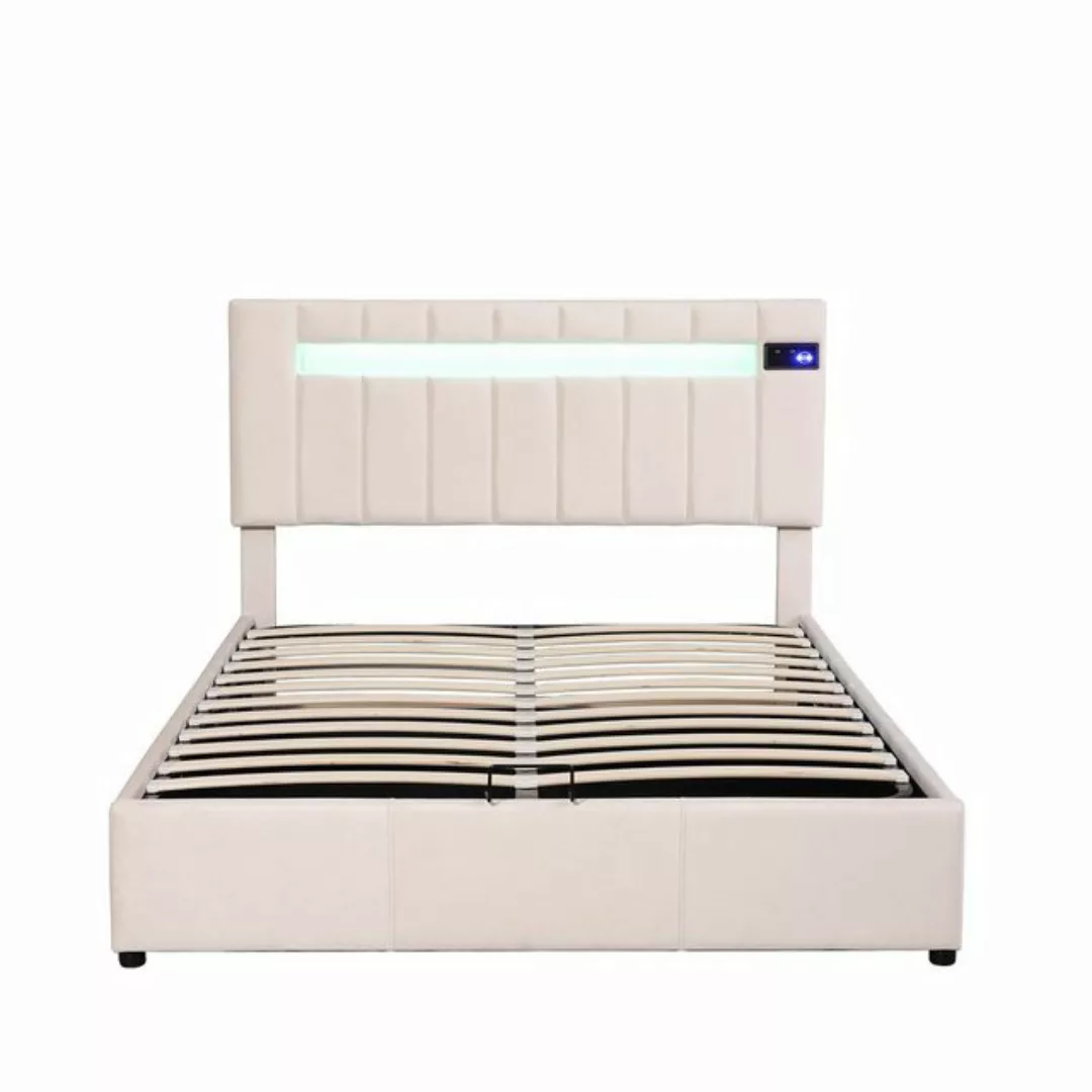 Gotagee Polsterbett LED Doppelbett 140x200 Bett mit Bluetooth USB Jugendbet günstig online kaufen