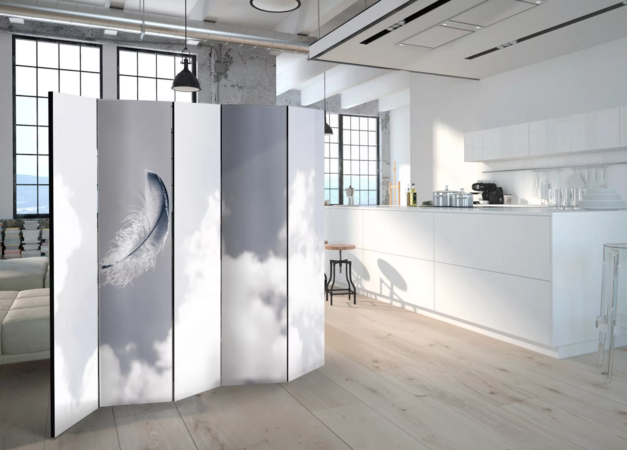 5-teiliges Paravent - Angelic Feather Ii [room Dividers] günstig online kaufen