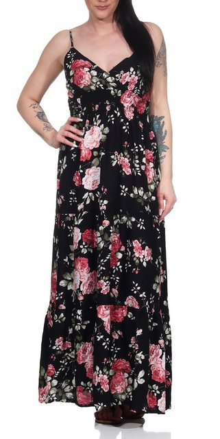 Maxikleid Damenkleider lange Sommerkleider luftige Maxi Kleider mit Rosen m günstig online kaufen