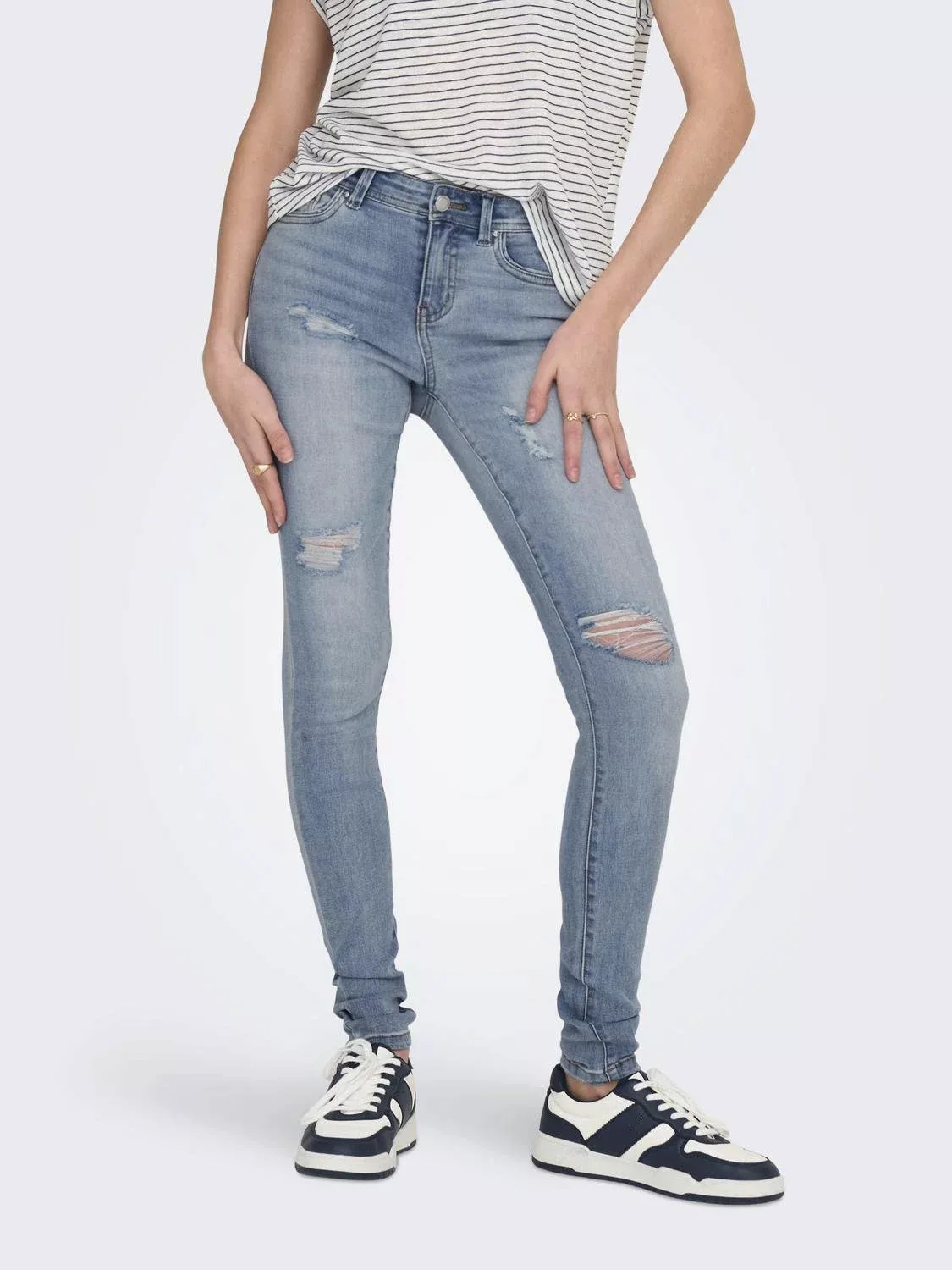 ONLY Skinny-fit-Jeans ONLWAUW MW DESTROY BLEACH DNM GUA mit Destroyed Effek günstig online kaufen