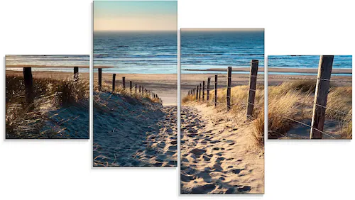 Artland Glasbild »Weg zum Nordseestrand Sonnenuntergang«, Strand, (4 St.) günstig online kaufen