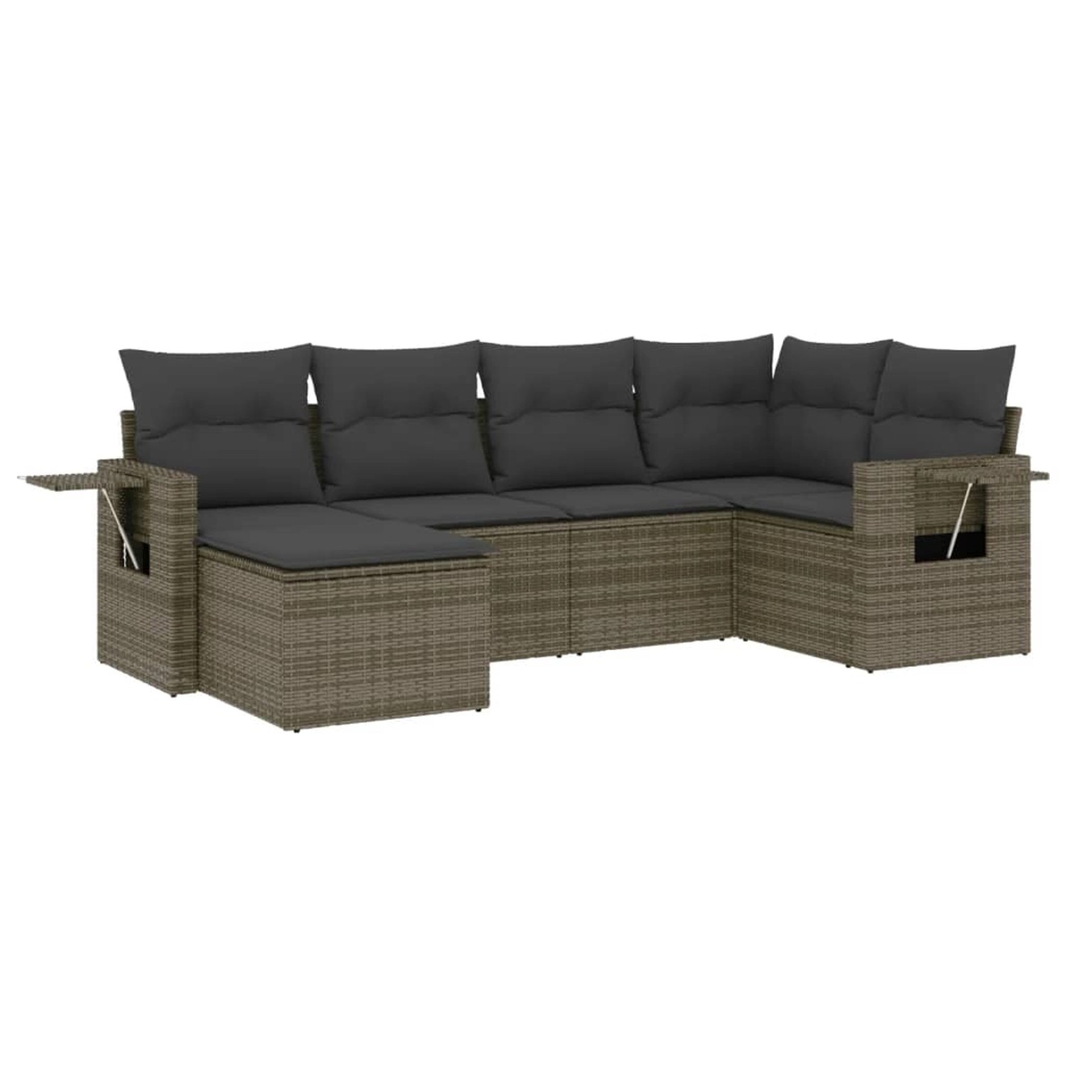 vidaXL 6-Tlg Garten-Sofagarnitur mit Kissen Grau Poly Rattan 3252797 günstig online kaufen