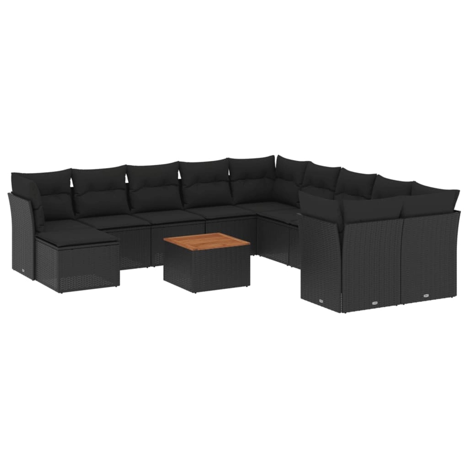 vidaXL 12-Tlg Garten-Sofagarnitur mit Kissen Schwarz Poly Rattan 3256307 günstig online kaufen