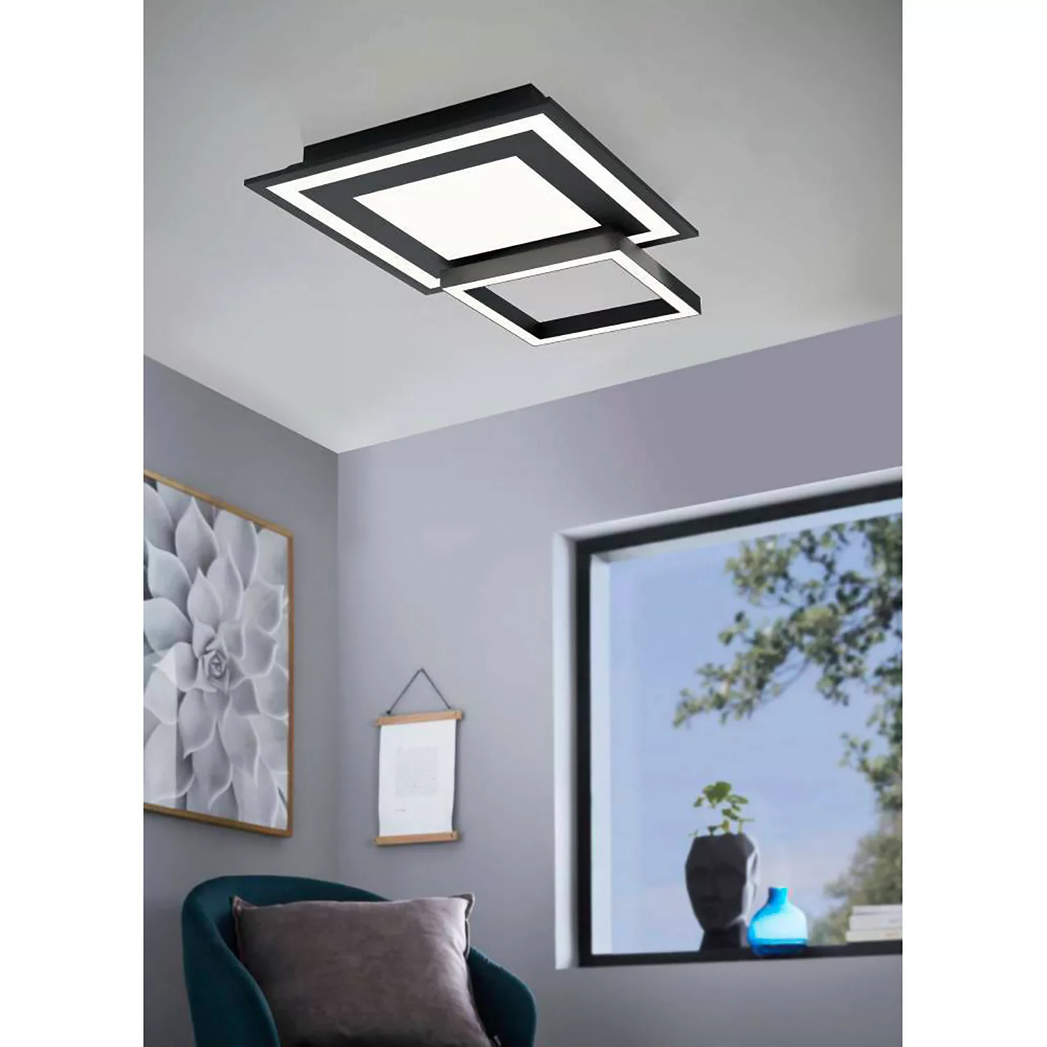 Eglo LED-Deckenleuchte Zigbee Savatarila-Z Eckig Weiß Schwarz 2,7 W günstig online kaufen