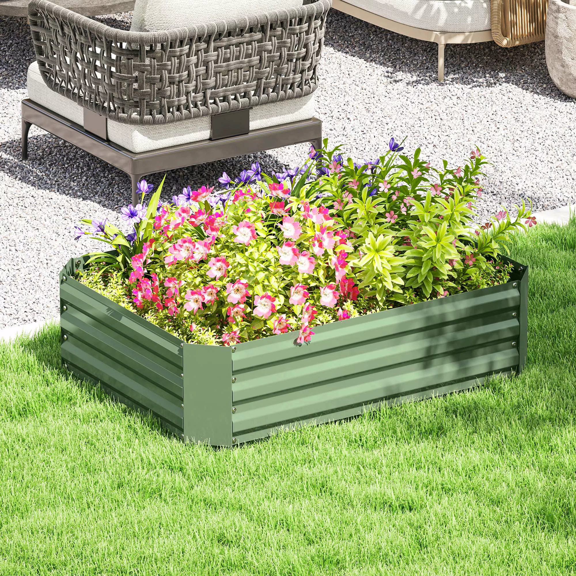 Outsunny Hochbeet aus Stahl, Pflanzbeet Frühbeet Gartenbeet Blumenkasten st günstig online kaufen