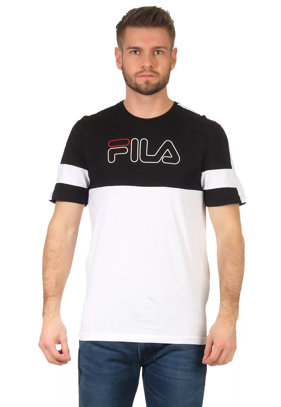 Fila T-Shirt Herren JADON BLOCKED TAPE TEE 683257 Schwarz Weiß E08 Bright W günstig online kaufen