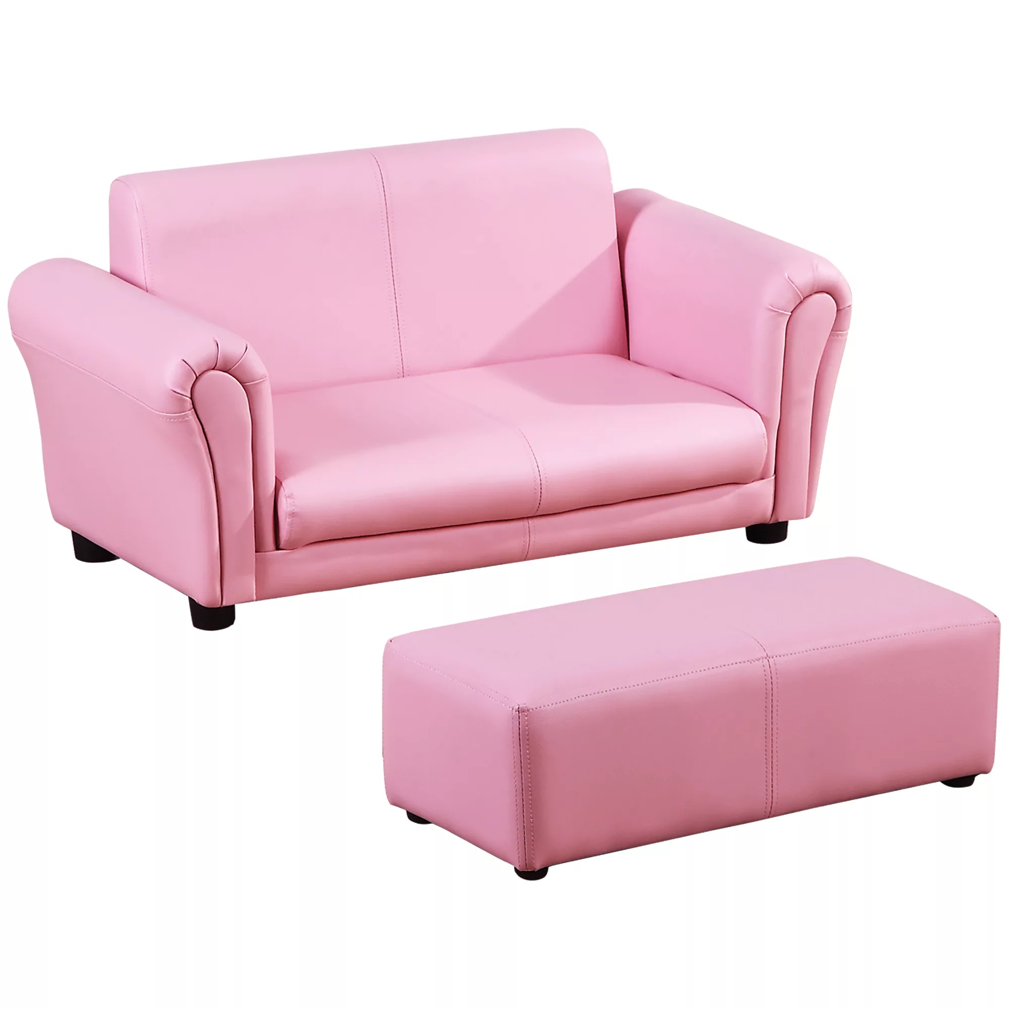 HOMCOM Kindersessel mit Fußhocker  Rosa Kindercouch & Hocker, Bequemes Sofa günstig online kaufen