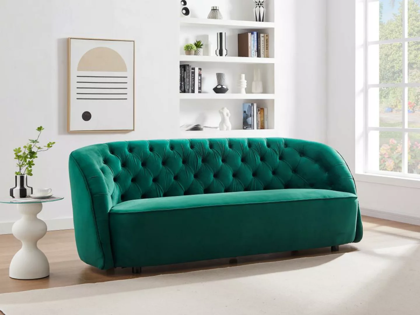 Sofa 3-Sitzer - Samt - Grün - ORTANO günstig online kaufen