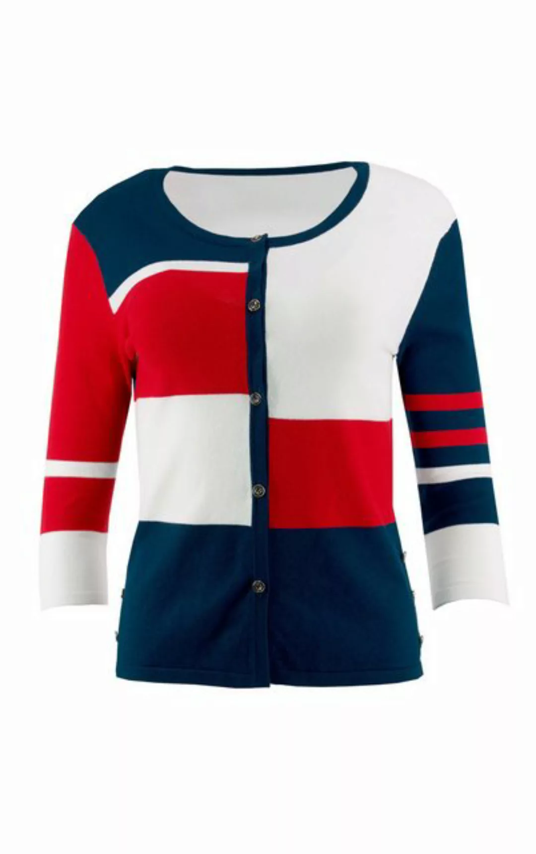 Passioni Cardigan Strickjacke mit stilvollem Farbblock design in Marine, Ro günstig online kaufen