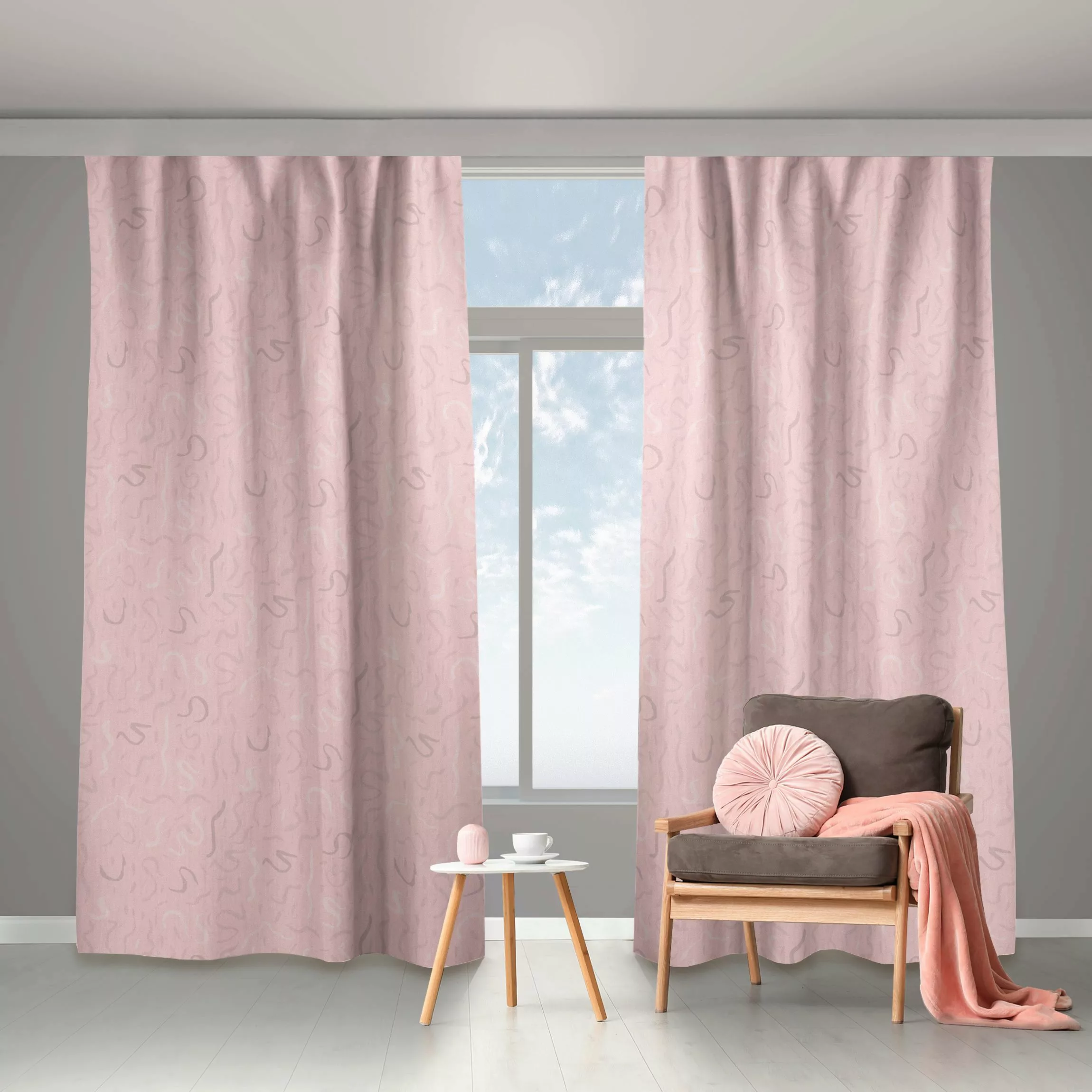 Vorhang Luftschlangen Muster - Blasses Pink günstig online kaufen
