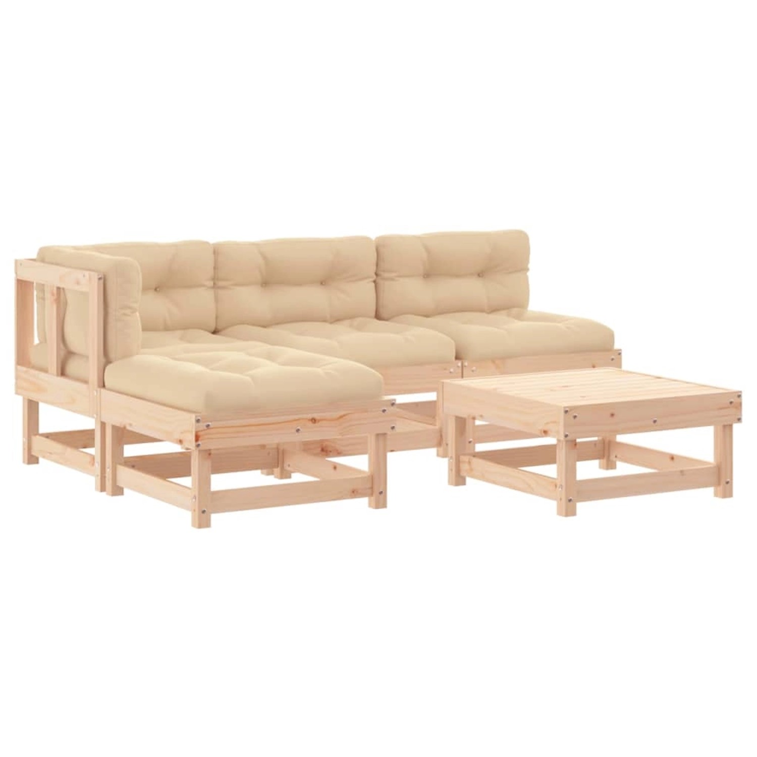 vidaXL 5-Tlg Garten-Lounge-Set mit Kissen Massivholz 3186039 günstig online kaufen