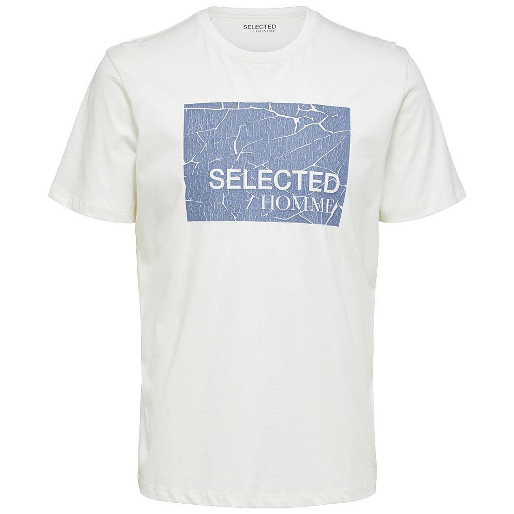 Selected Regular Dani Kurzarm O Hals T-shirt L Egret / Print China Blue Log günstig online kaufen