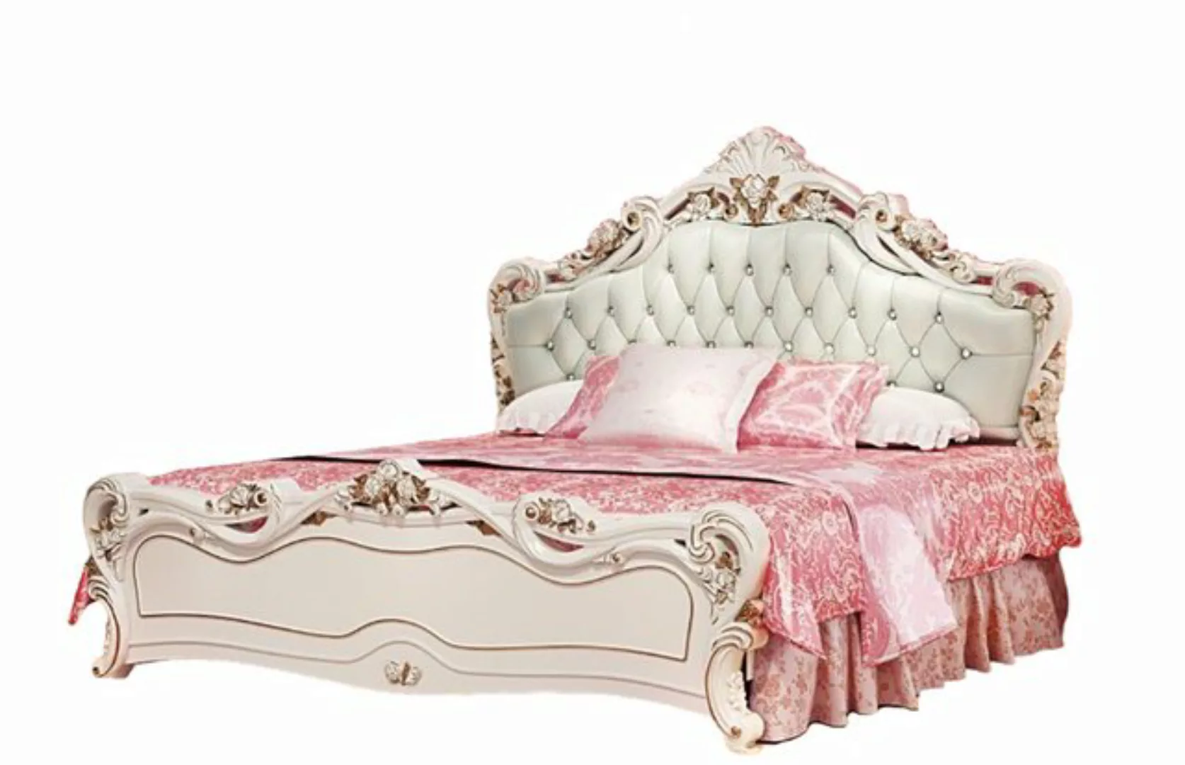 JVmoebel Bett Königliches Schlafzimmer Bett Doppelbett Betten Möbel Weiß So günstig online kaufen