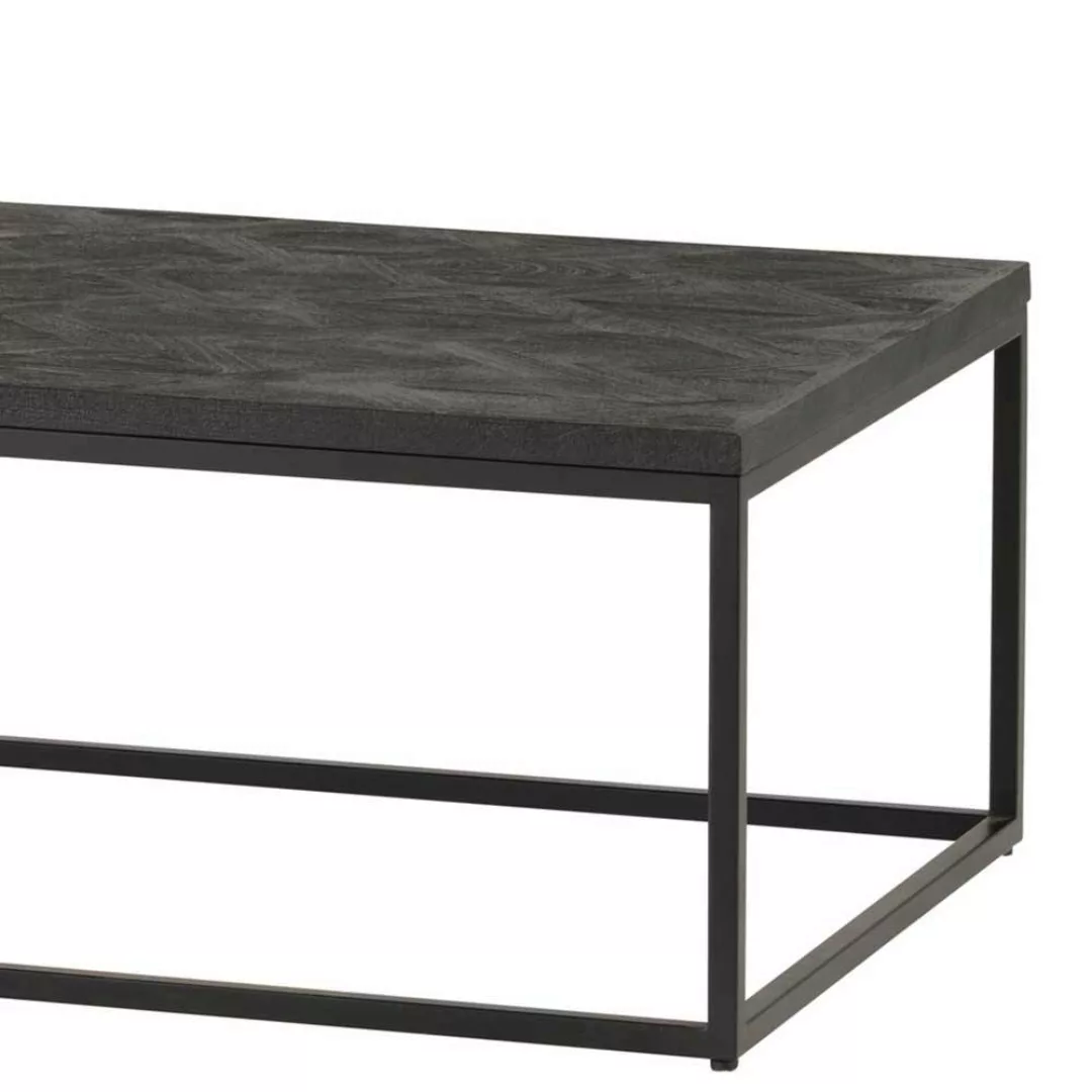 Schwarzer Wohnzimmer Tisch in modernem Design Mangobaum Massivholz und Meta günstig online kaufen