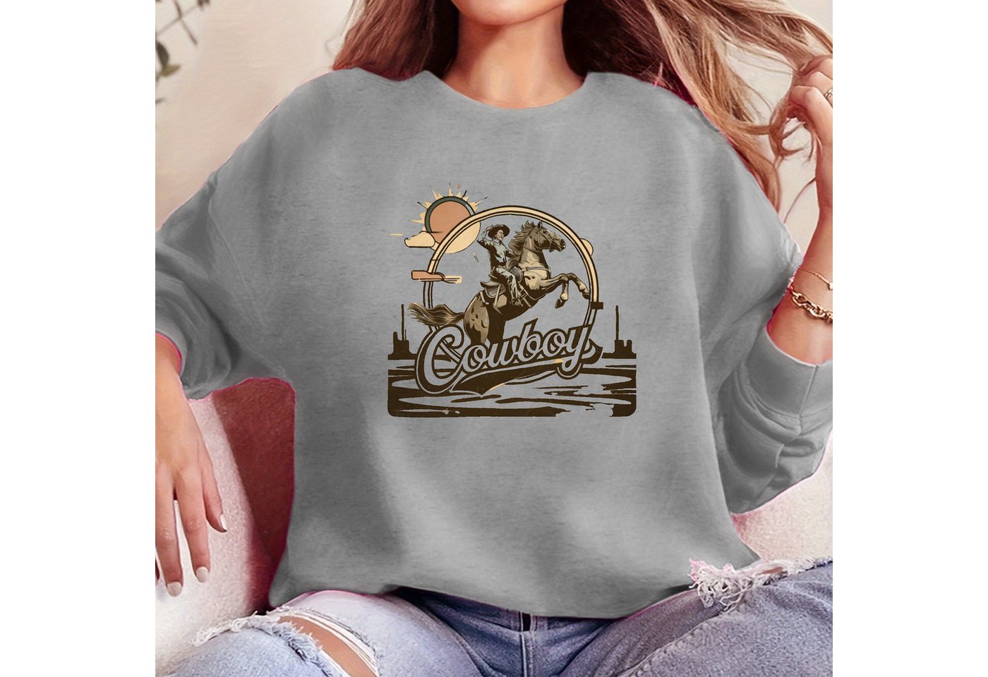 PYL Rundhalspullover Damen Halloween Oversized Sweatshirt Fleece Rundhals m günstig online kaufen